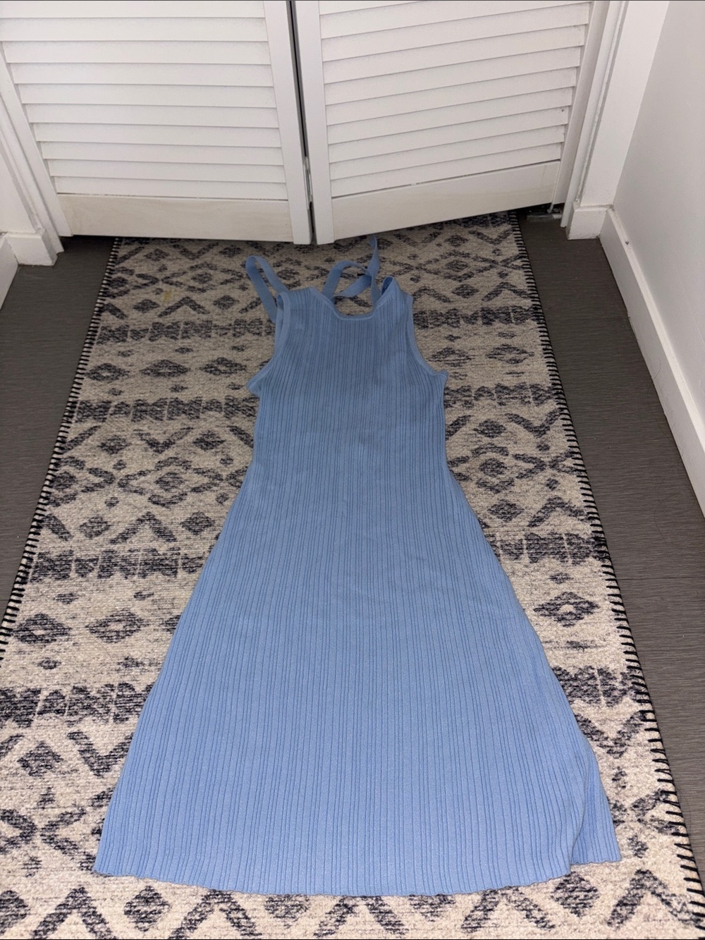 Sleeveless Ribbed Maxi Dress in Dusty Blue - Picture 2 of 3